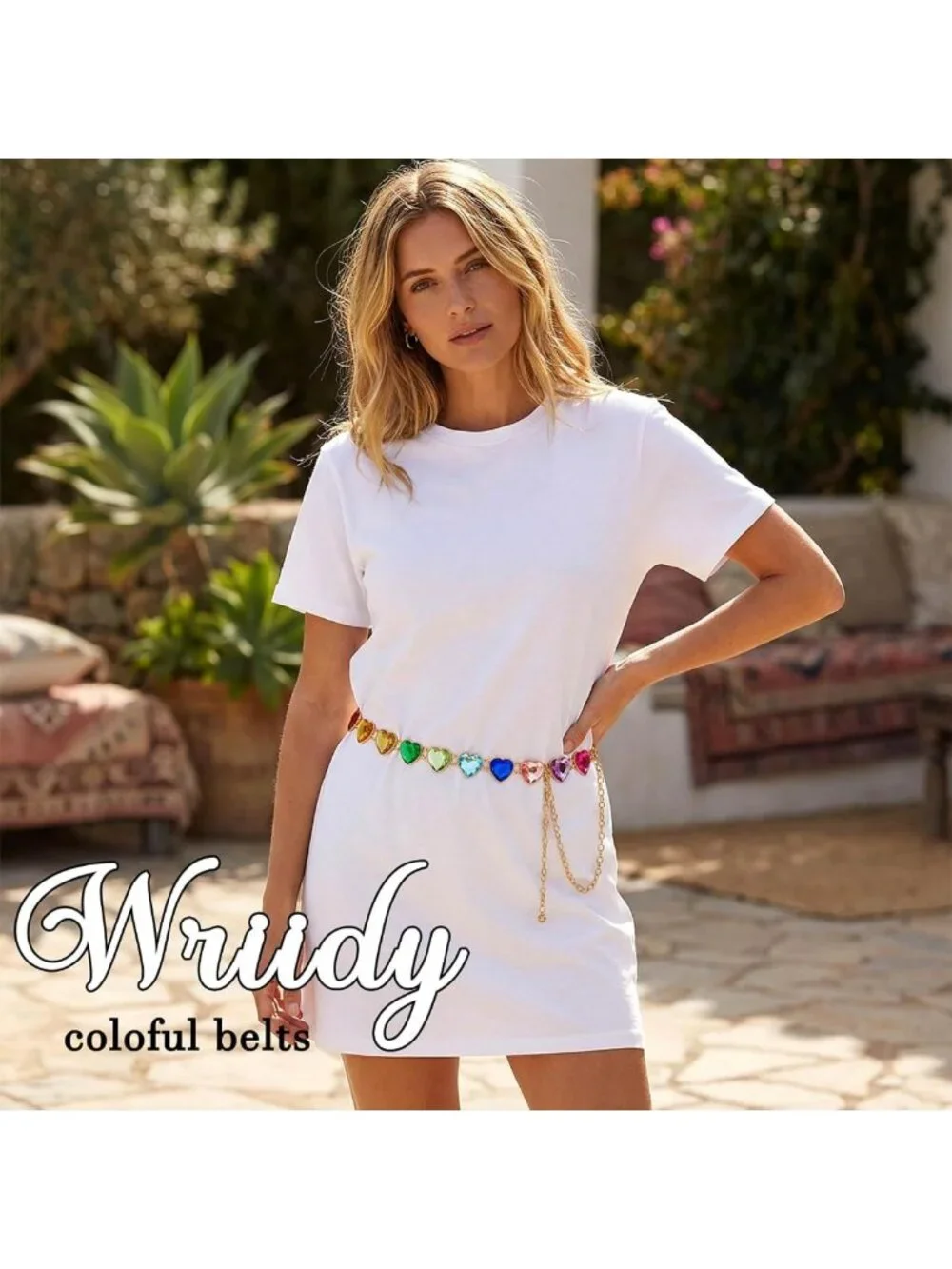 Colorful Rainbow Rhinestone Belt for Women | Adjustable 51